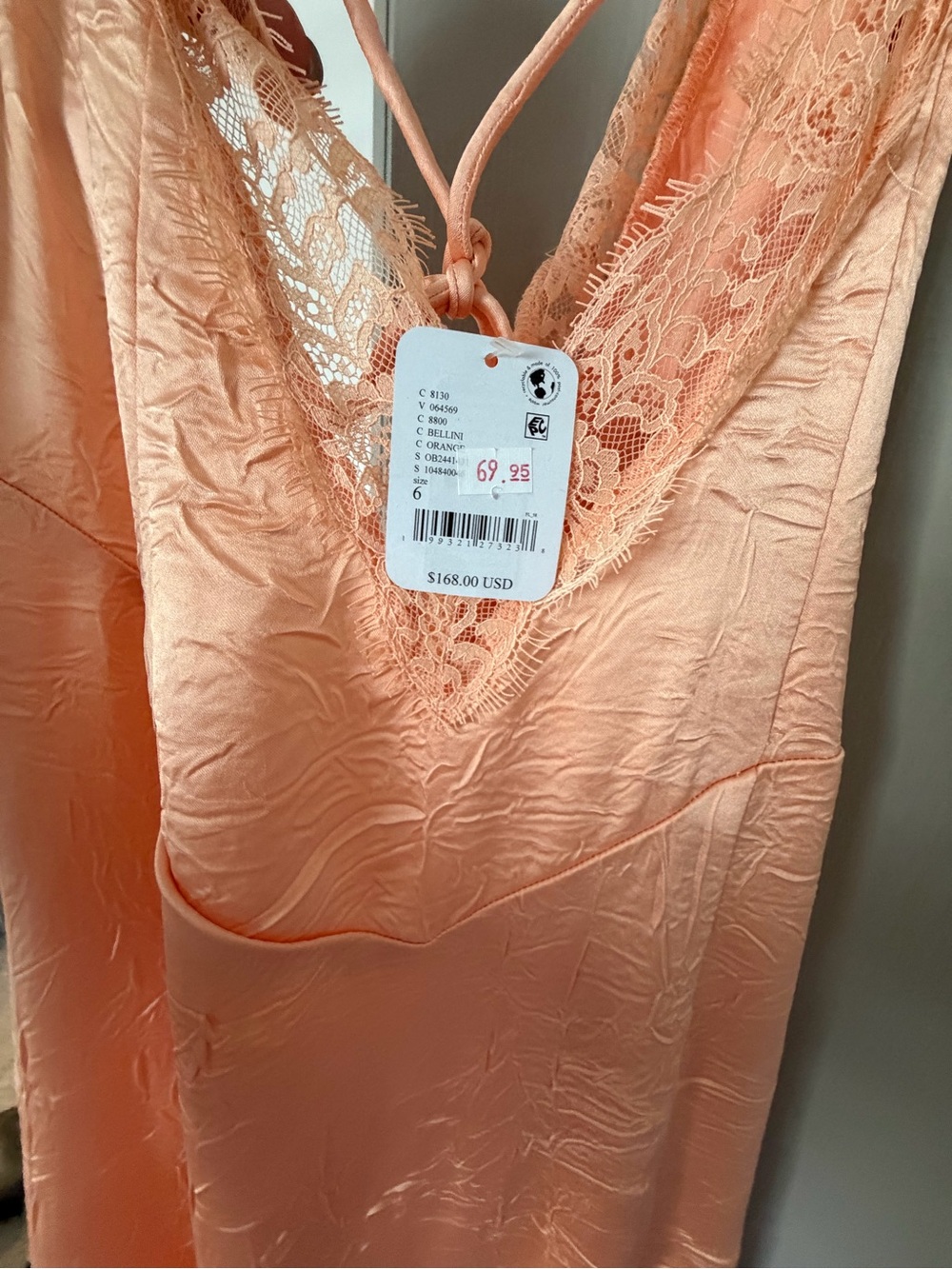 Silky Lace-Trim Maxi Dress in Bellini - Picture 2 of 4
